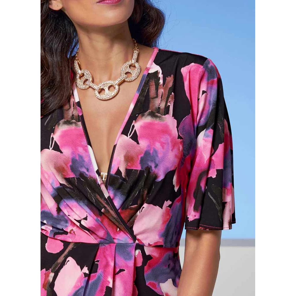Designer-Wickelshirt schwarz-magenta