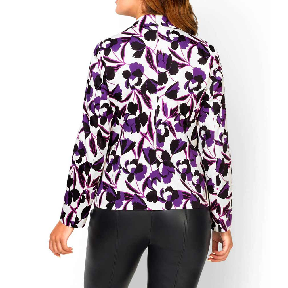 Designer-Druckblazer ecru-pflaume