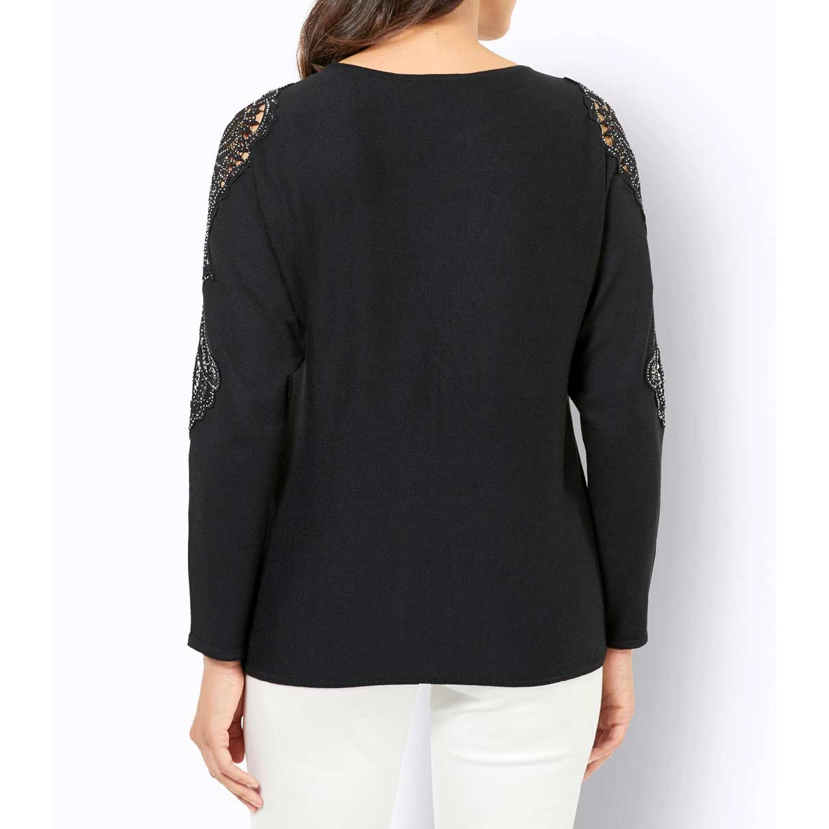 Pullover m. Strass schwarz