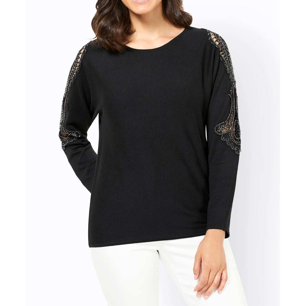 Pullover m. Strass schwarz