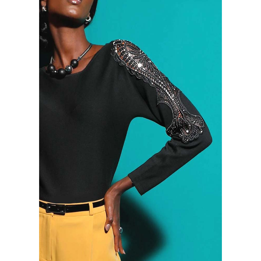 Pullover m. Strass schwarz