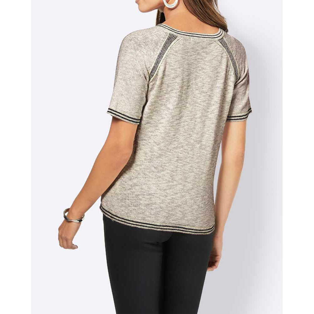 Feinstrickpullover sand-schwarz