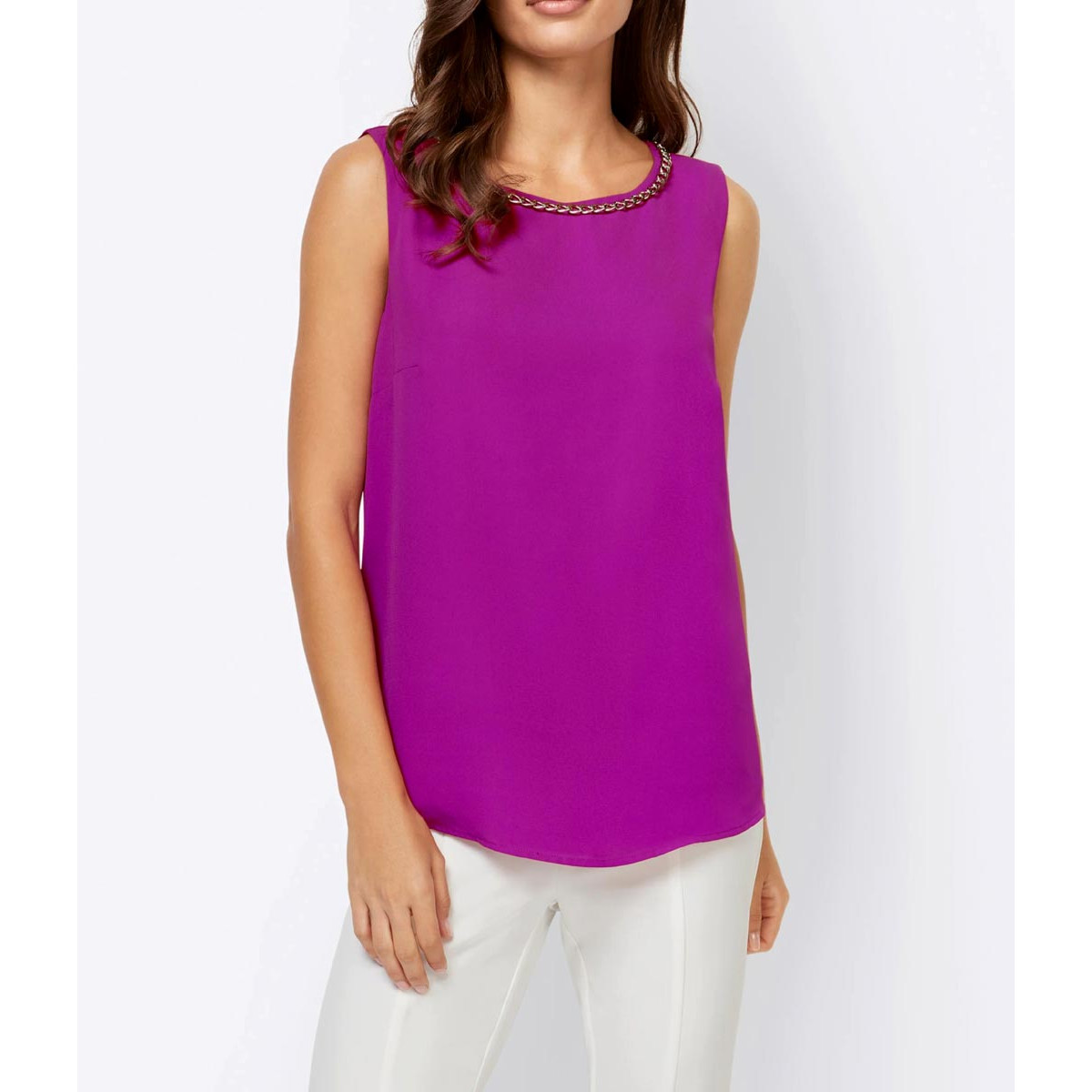 Designer-Blusentop m. Kette magenta