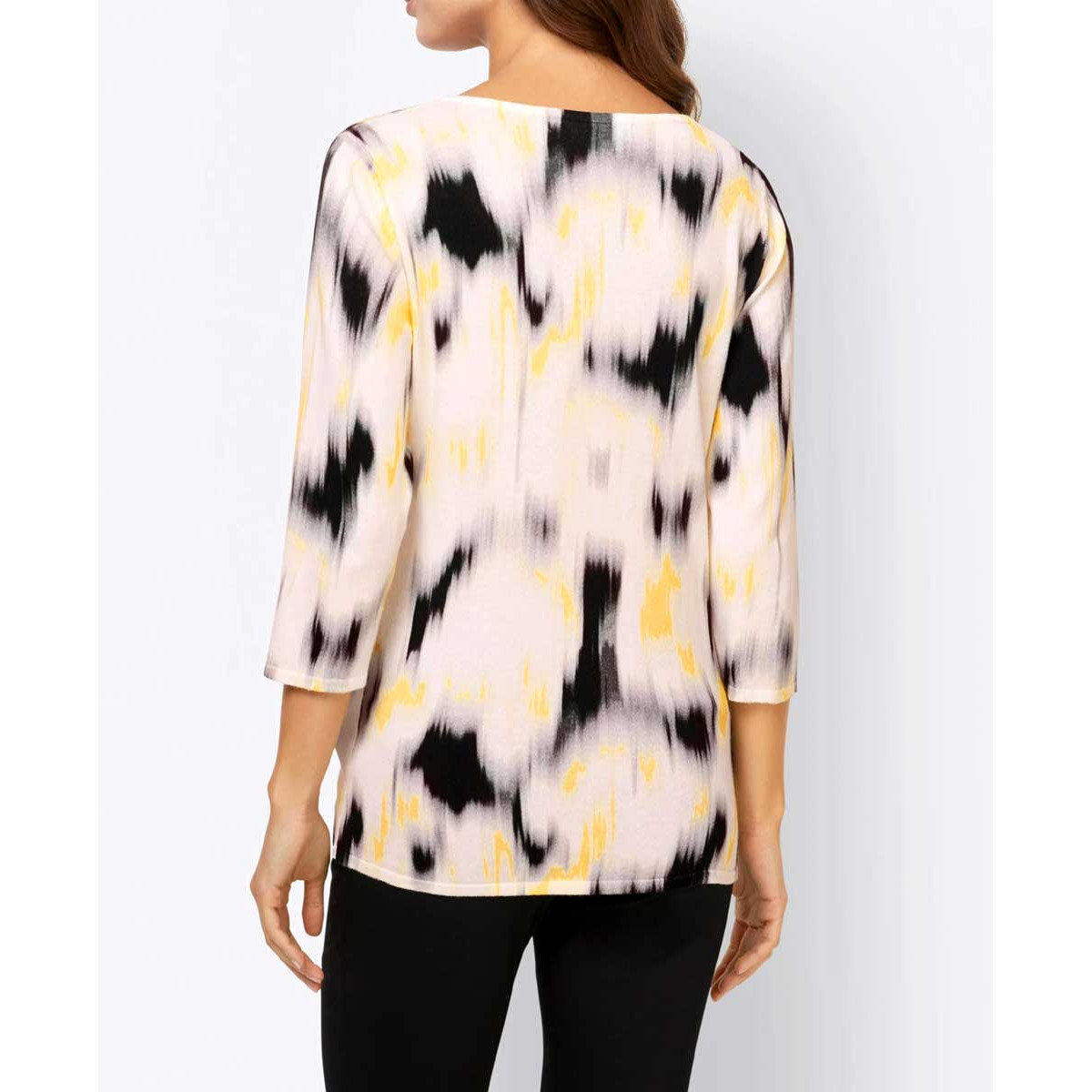 Designer-Pullover m. Cut-Outs ecru-zitrone