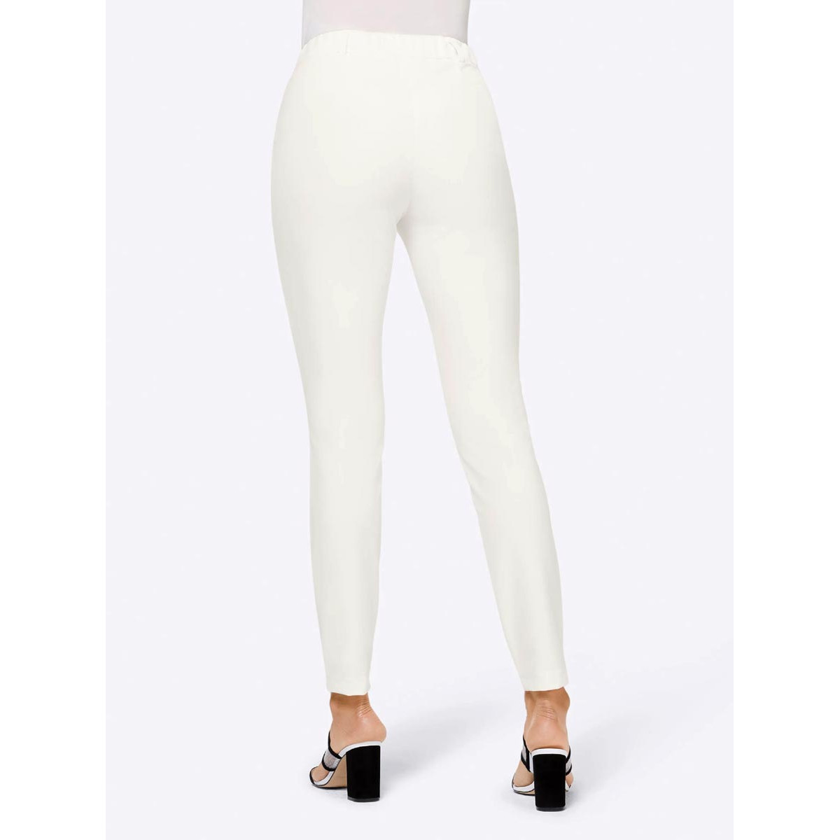 Designer-Stretchleggings m.Applikationen ecru