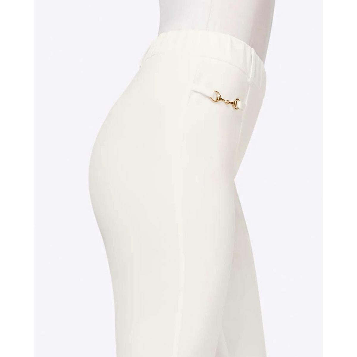 Designer-Stretchleggings m.Applikationen ecru