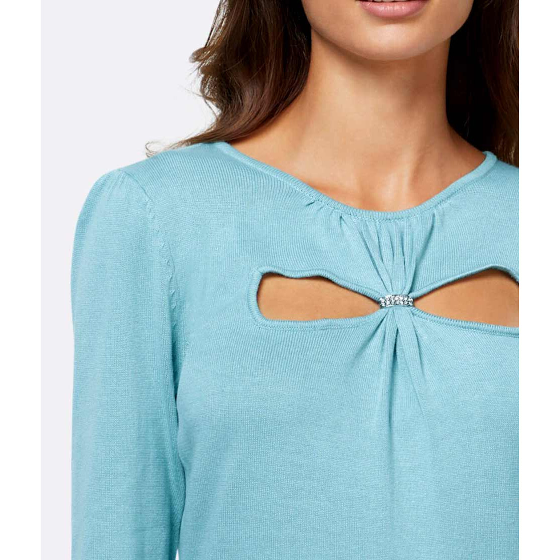 Designer-Cut-Outs-Pullover aquamarin
