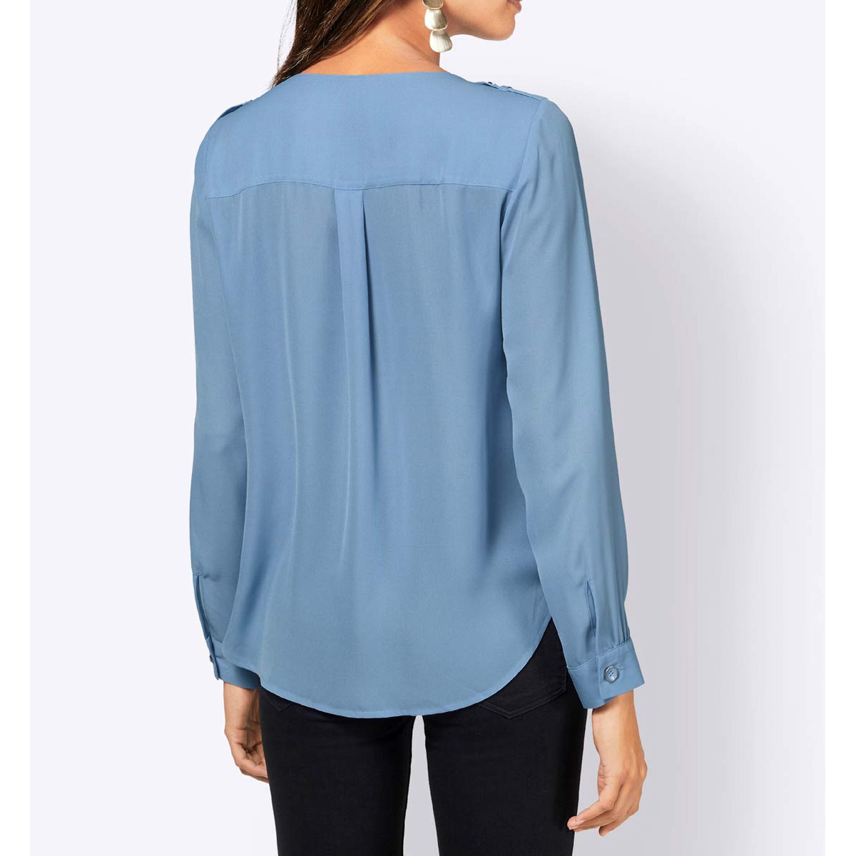 Crepebluse in Wickel-Optik himmelblau