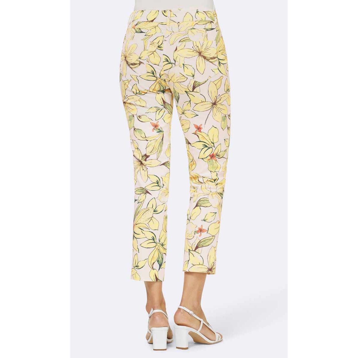 Designer-Druck-Stretchhose ecru-zitrone
