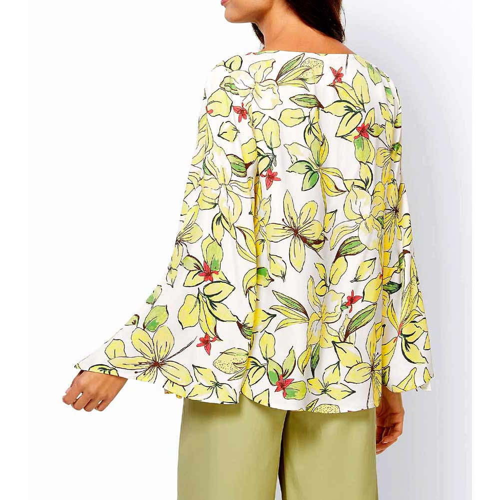 Designer-Druckbluse ecru-zitrone