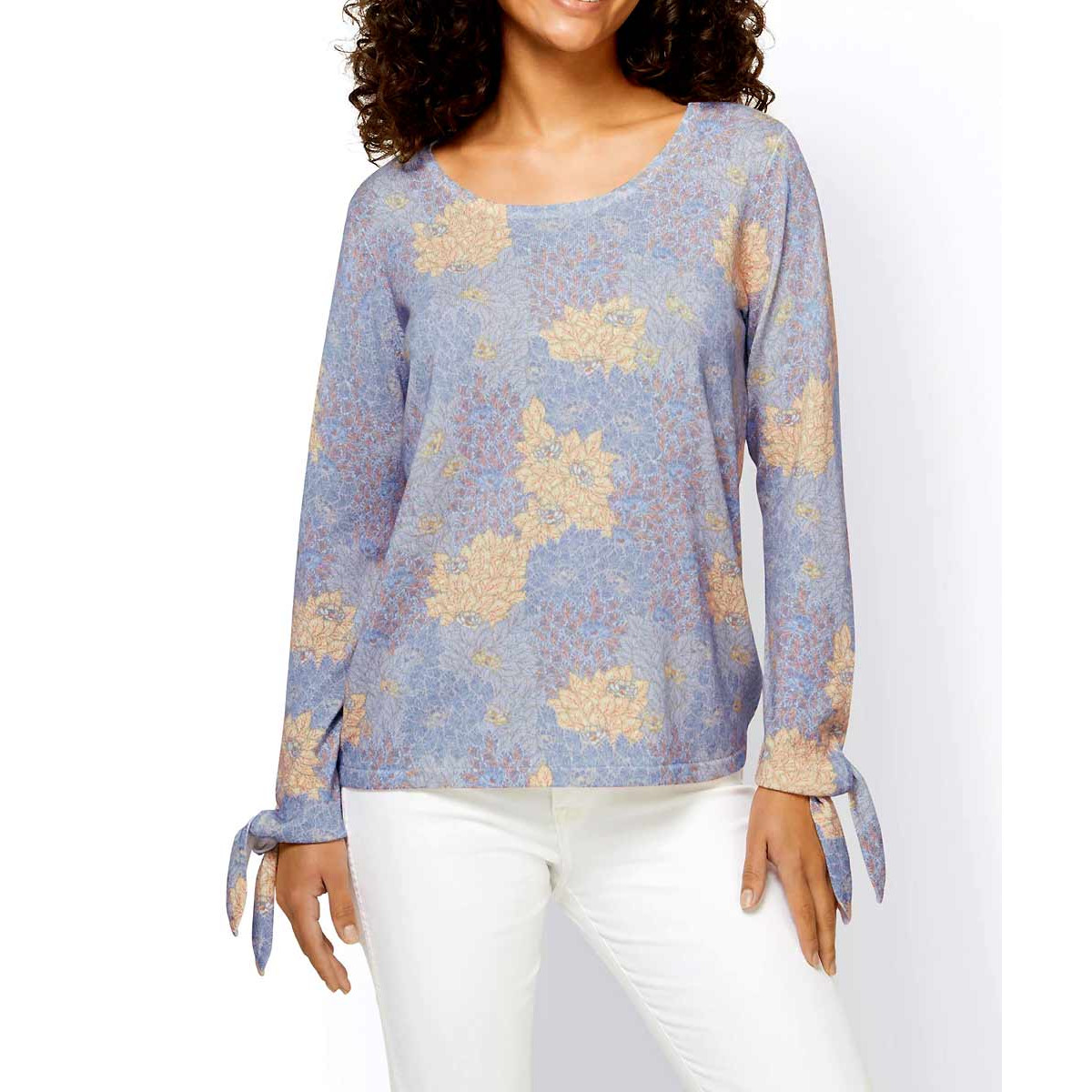 Floral print sweater dove blue - multicolour