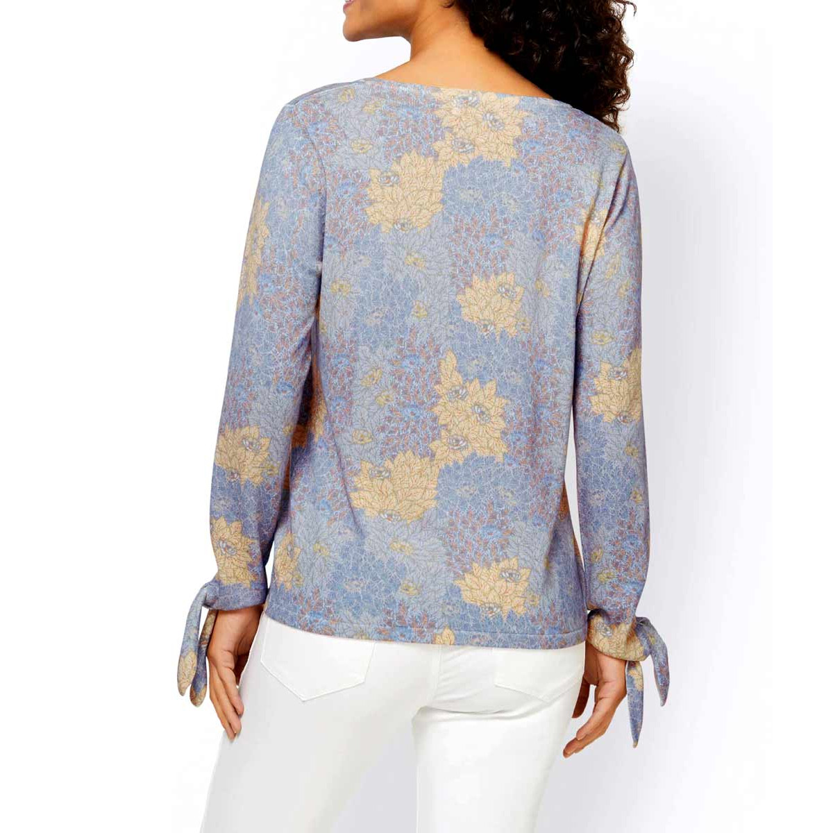 Floral print sweater dove blue - multicolour
