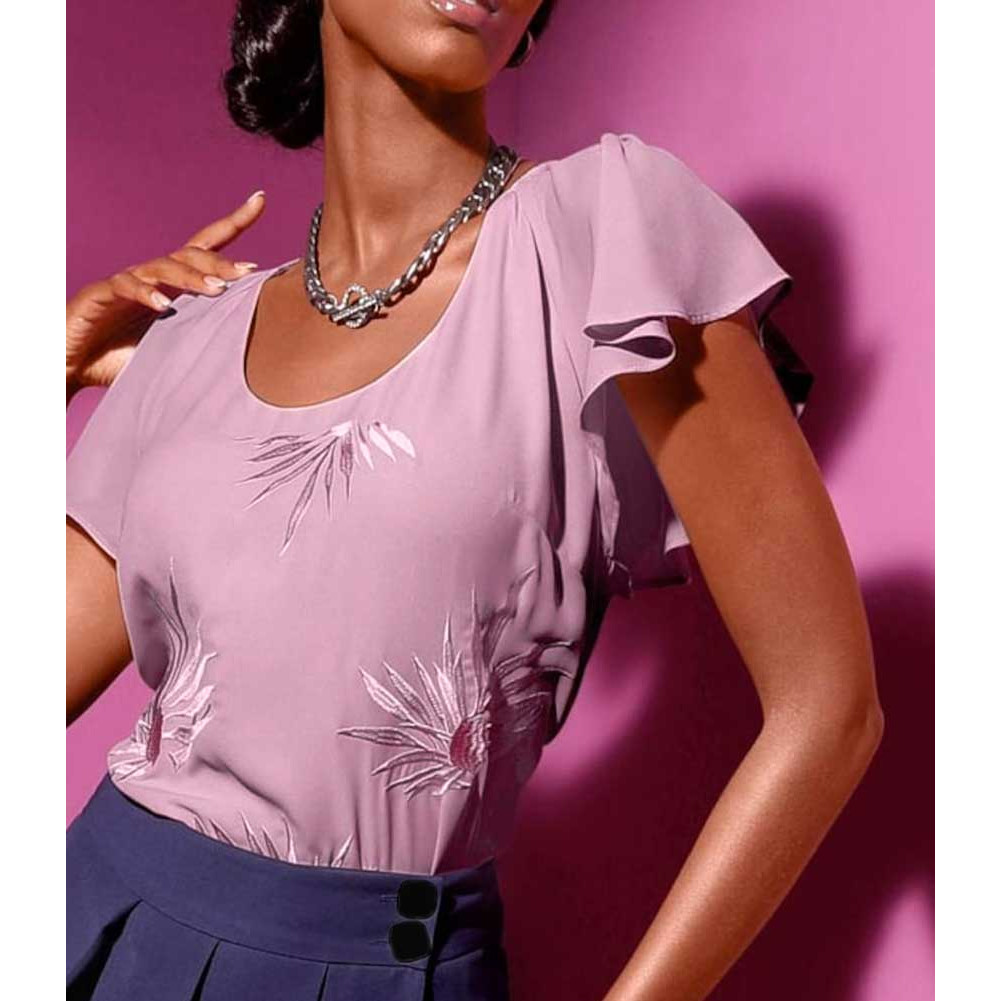 Bluse m. Stickerei rosé