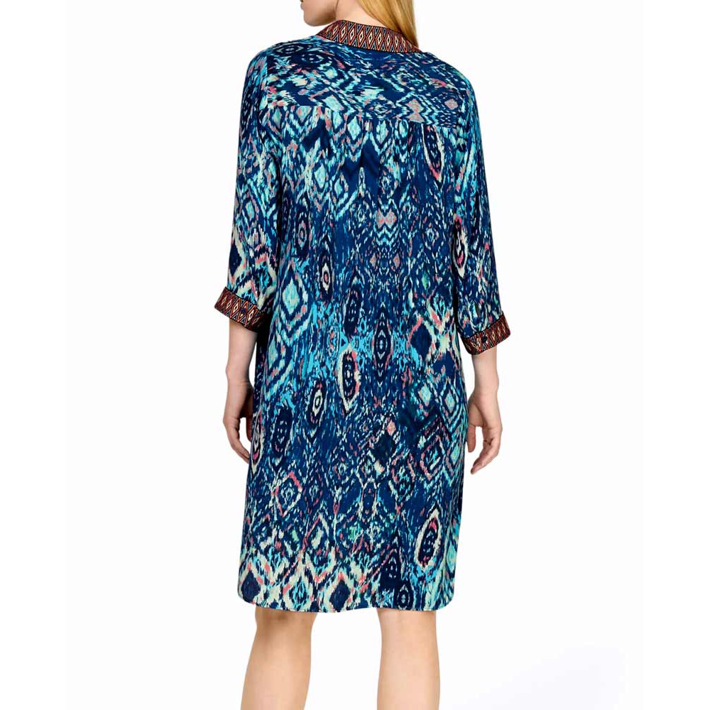 Designer-Druckkleid dunkelblau-aquamarin