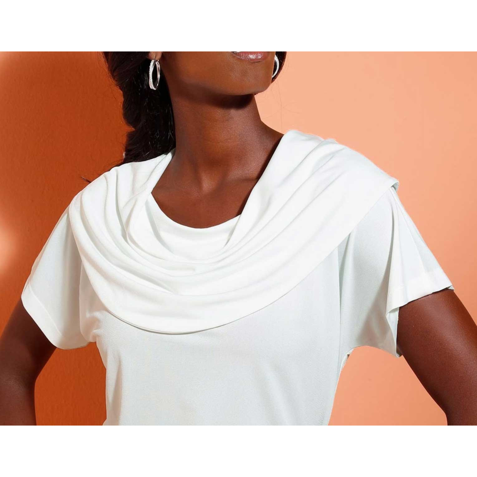 Wasserfall-Blusenshirt ecru
