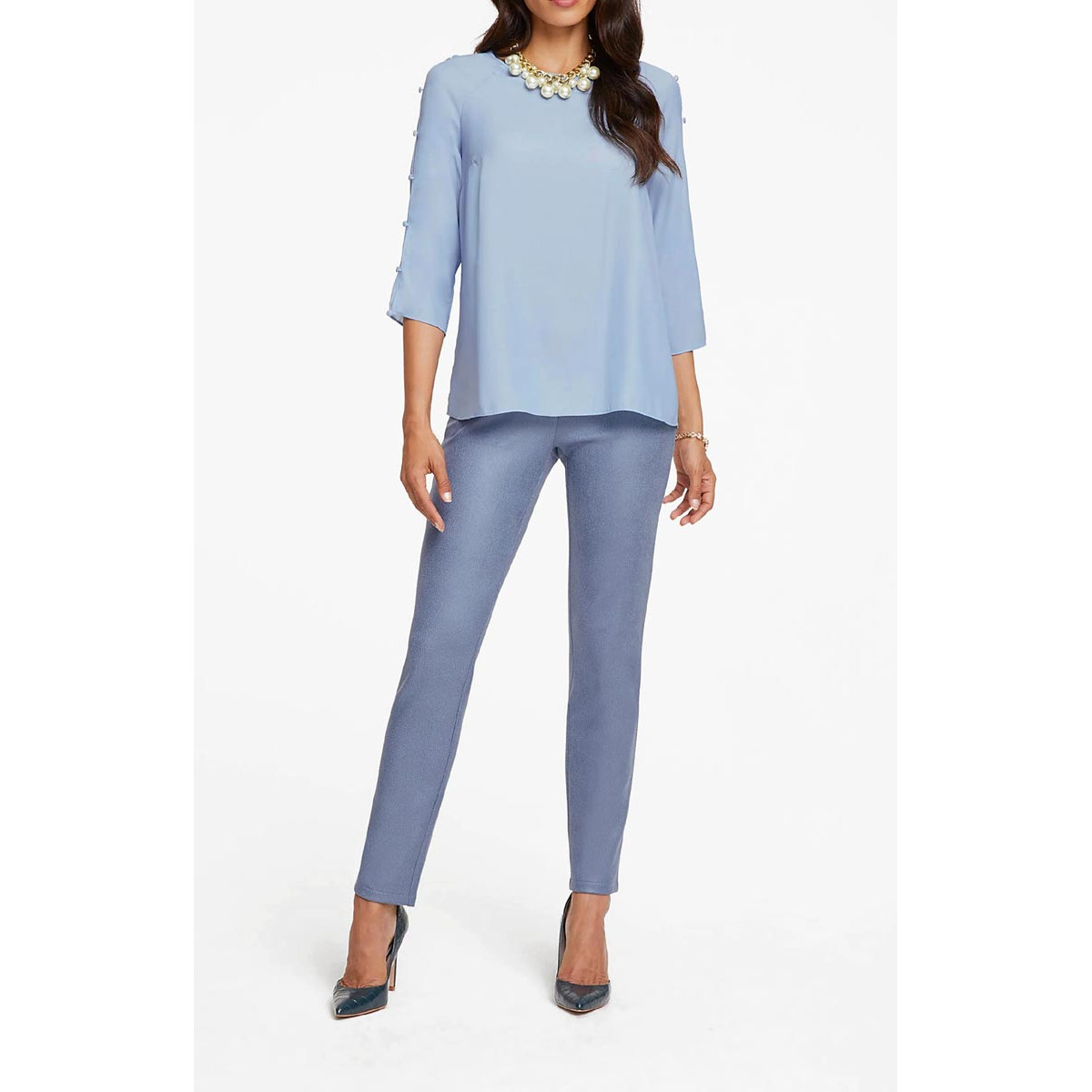 Designer-Bluse hellblau