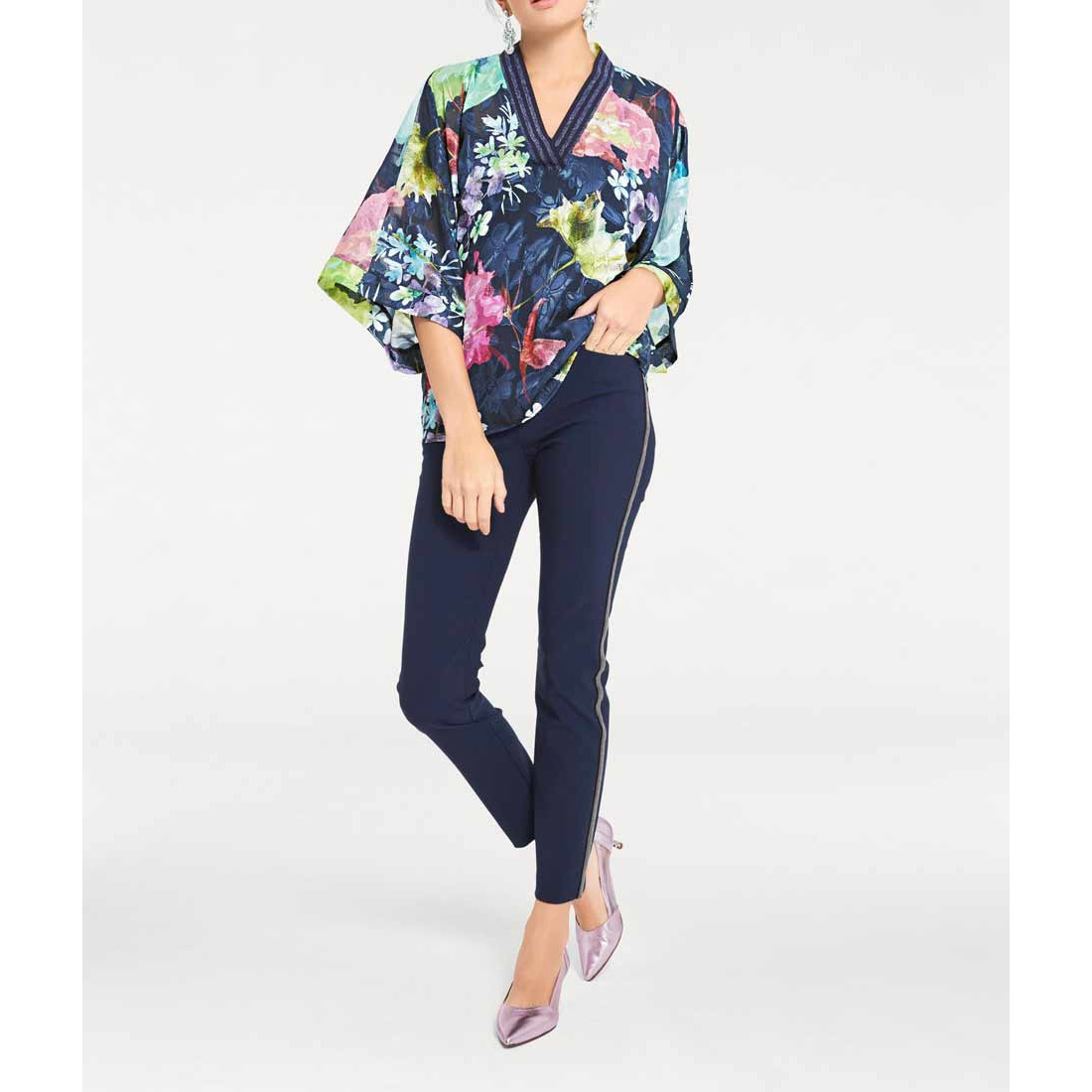 Designer-Tunika marine-bunt
