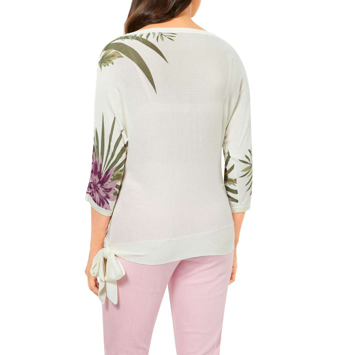 Pullover m. Seidenanteil ecru-bedruckt