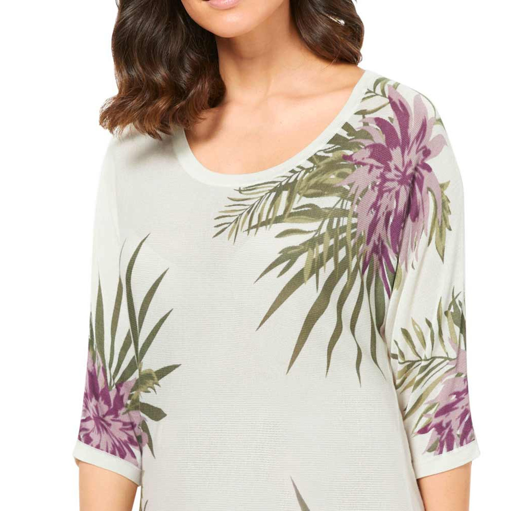 Pullover m. Seidenanteil ecru-bedruckt
