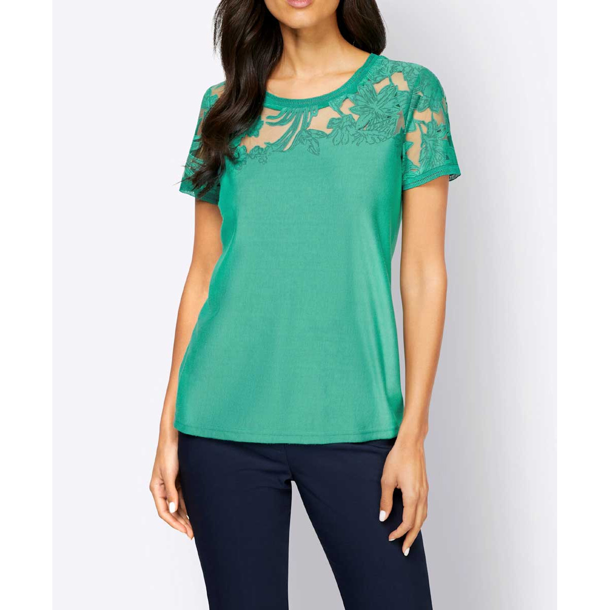 Designer-Ausbrenner-Dessin-Shirt smaragd