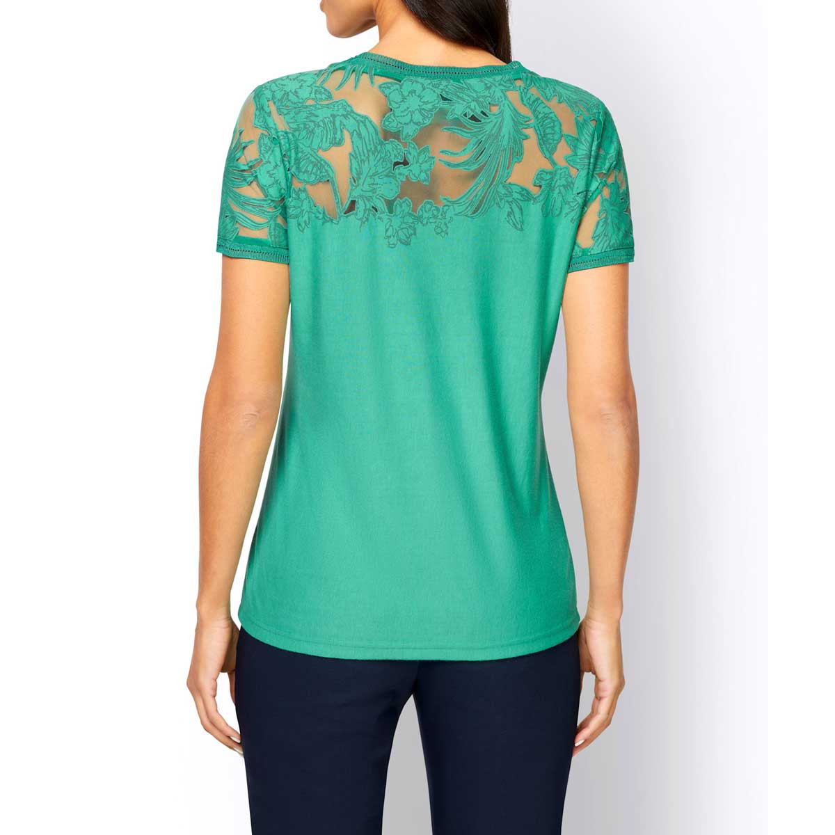 Designer-Ausbrenner-Dessin-Shirt smaragd