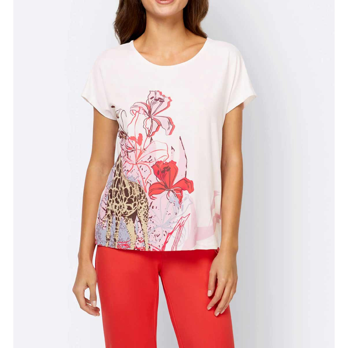 Designer-Druckshirt ecru-bunt