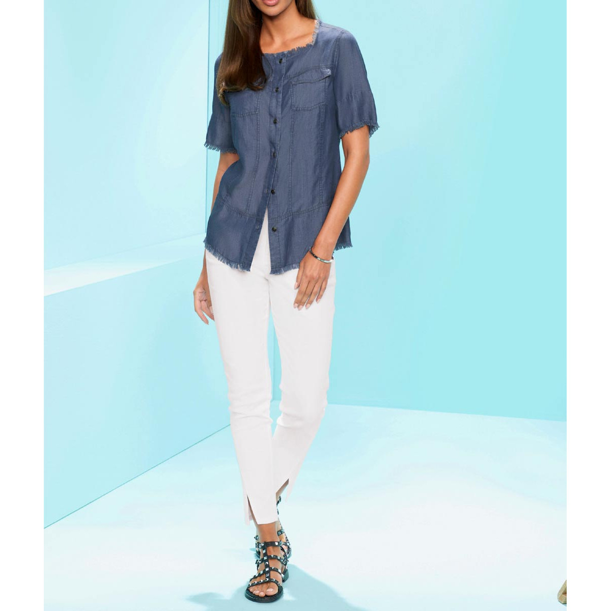 Designer-Jeansbluse blue-used