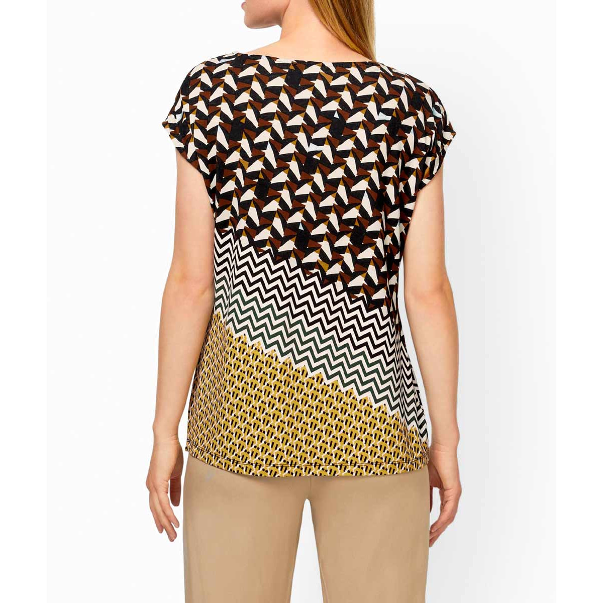 Designer-Druckshirt elfenbein-schwarz