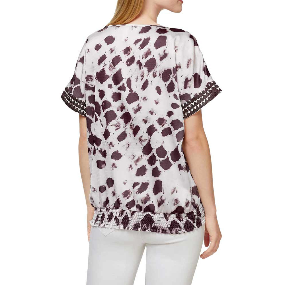 Designer-Druckbluse ecru-mauve