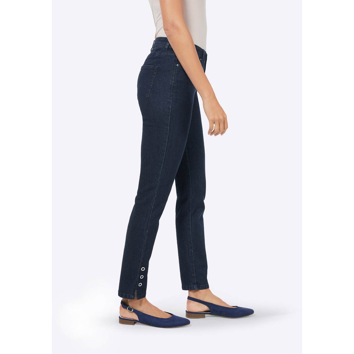 Stretch.Jeans m. Ösen blau