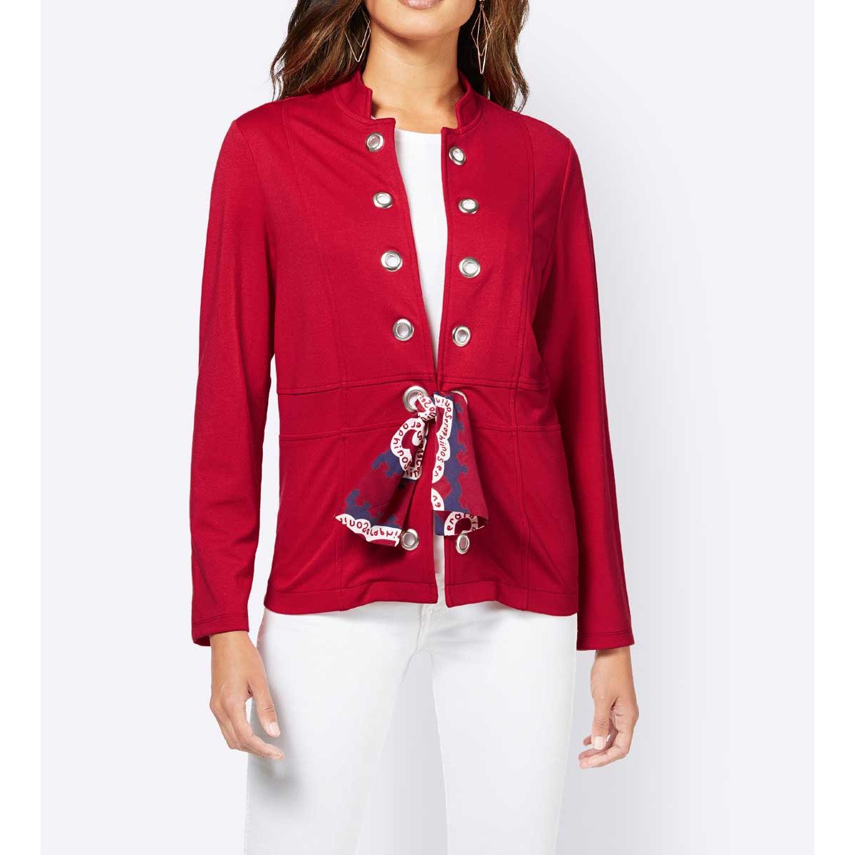 Jerseyblazer m. Ösen u. Tuch rot