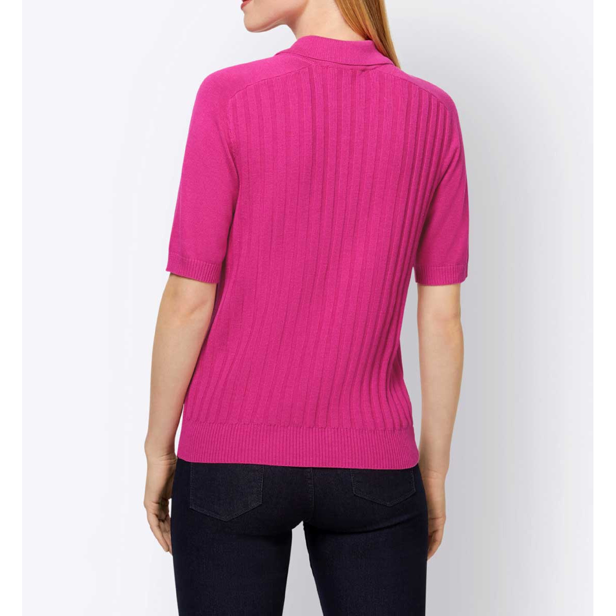 Designer-Rippenstrickpullover m. Strass fuchsia