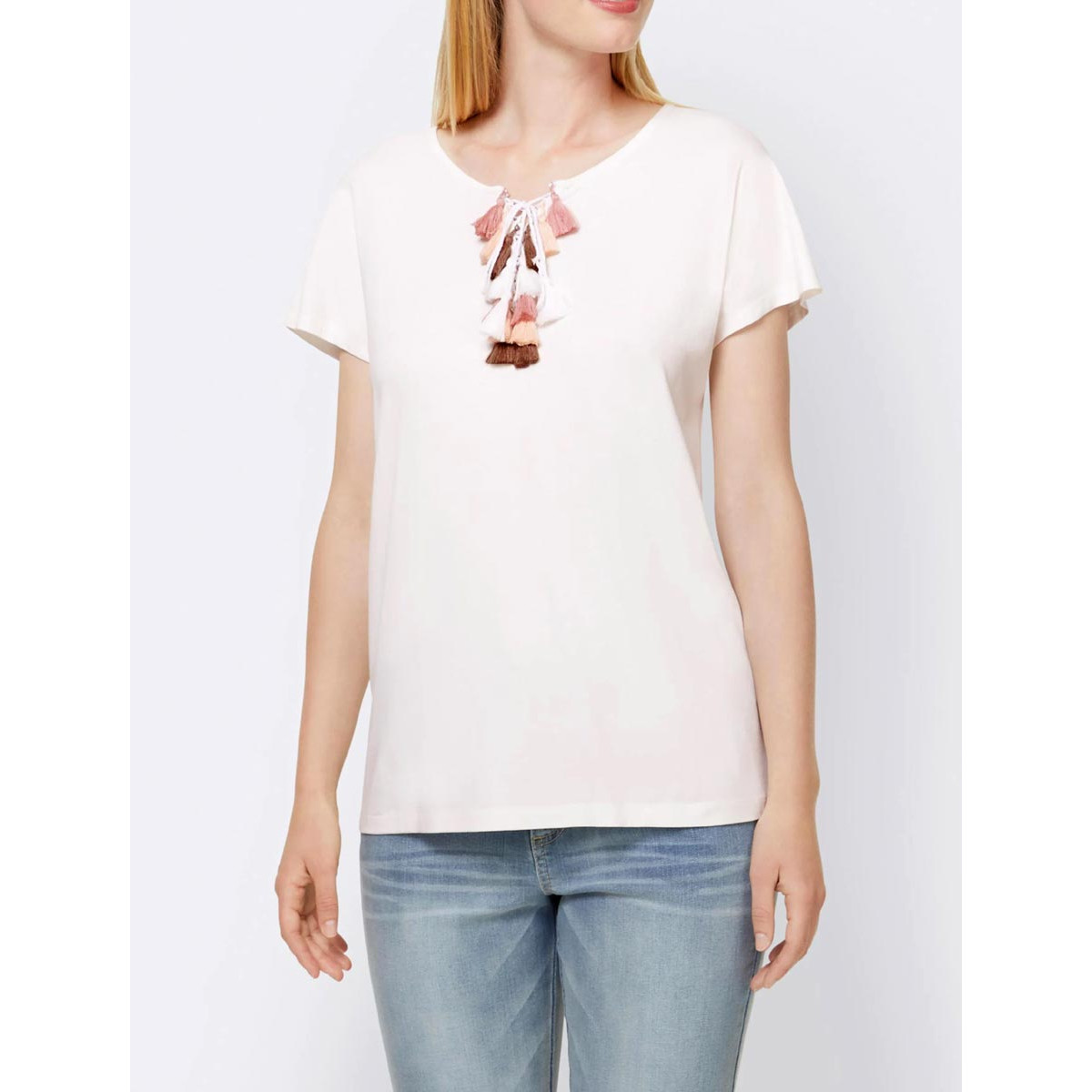 Designer-Shirt m. Schnürung ecru