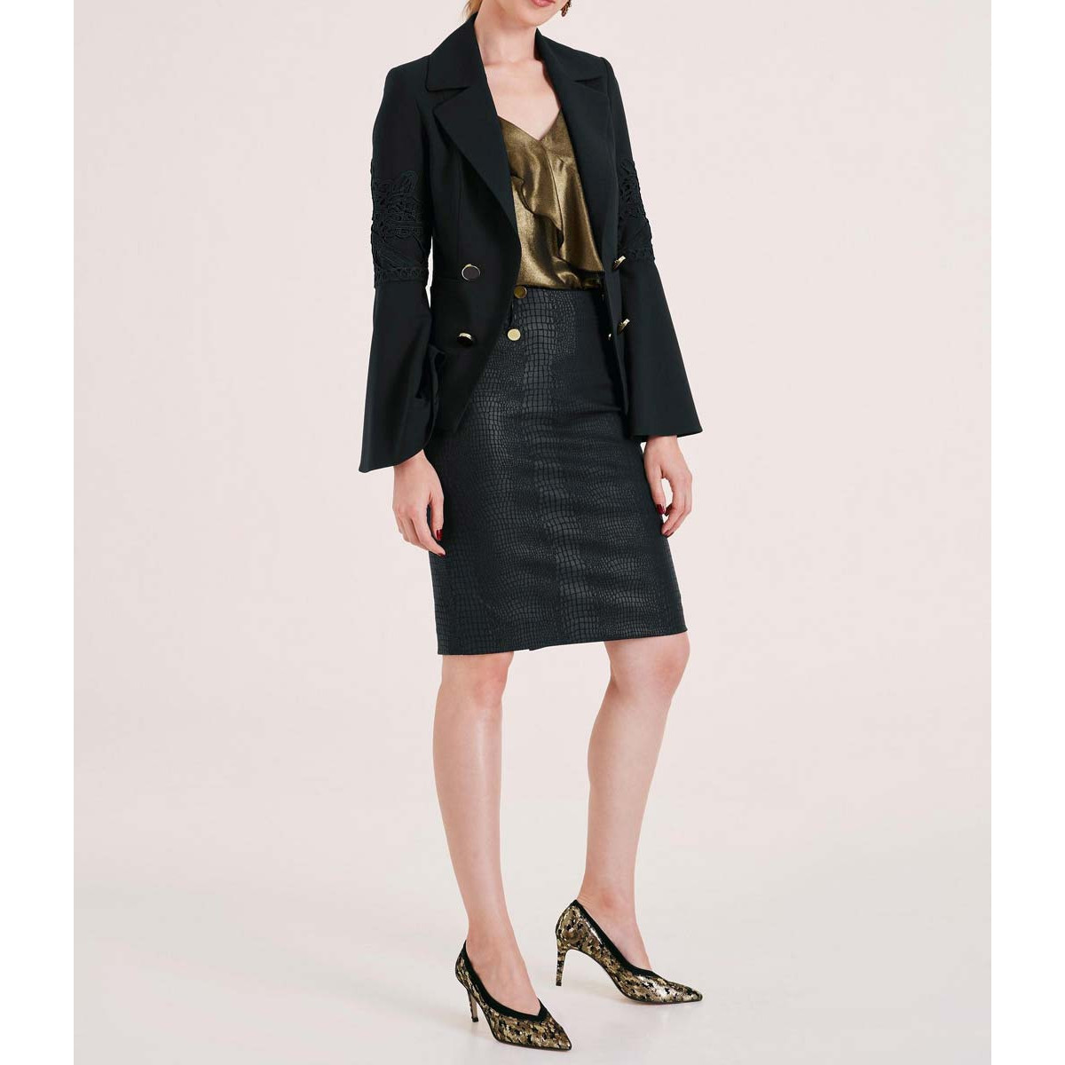 Designer-Blazer m. Spitze schwarz