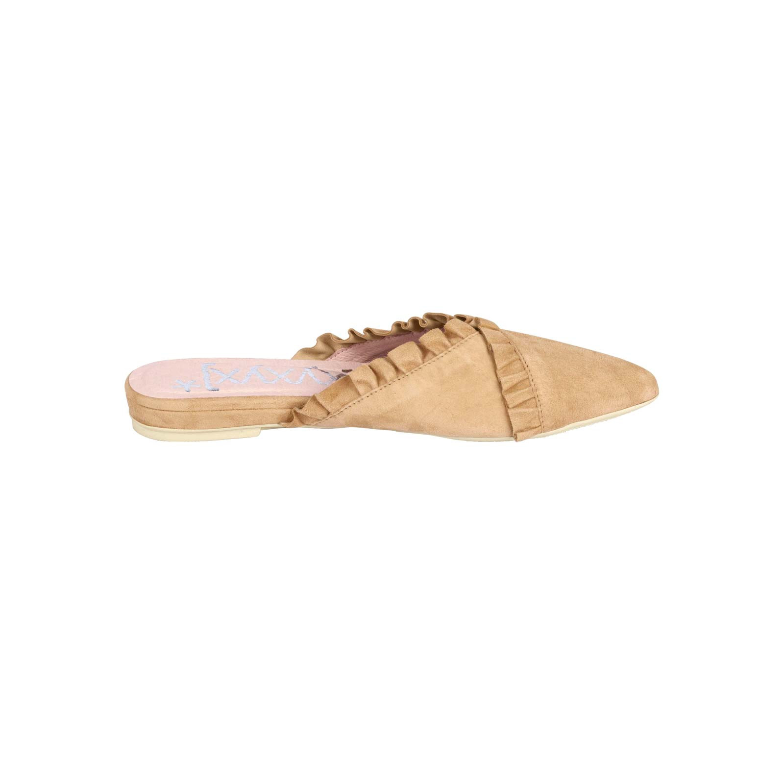 Marken-Veloursleder-Sabot beige