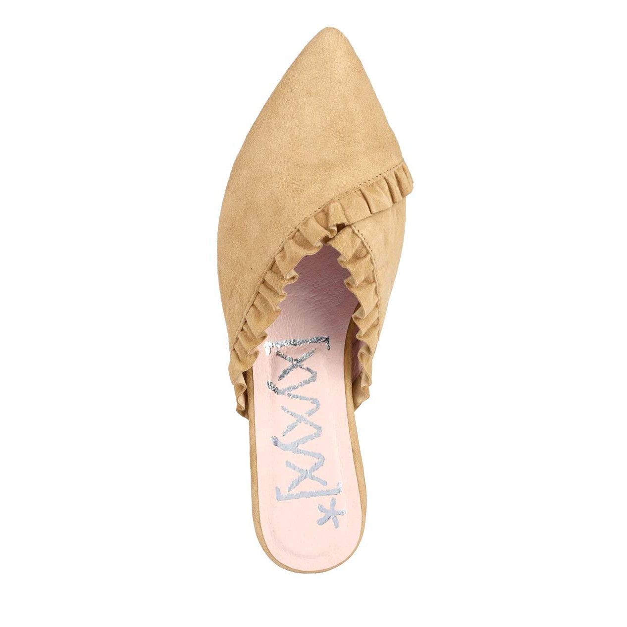 Marken-Veloursleder-Sabot beige
