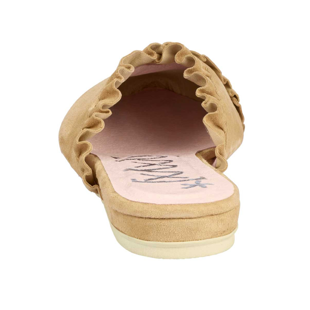 Marken-Veloursleder-Sabot beige
