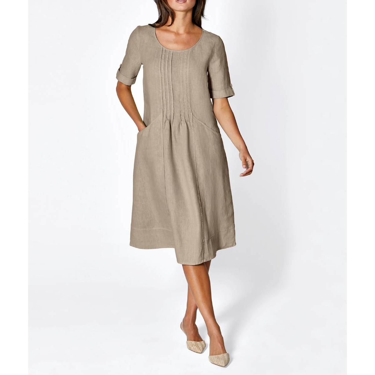 Leinen-Kleid sesam