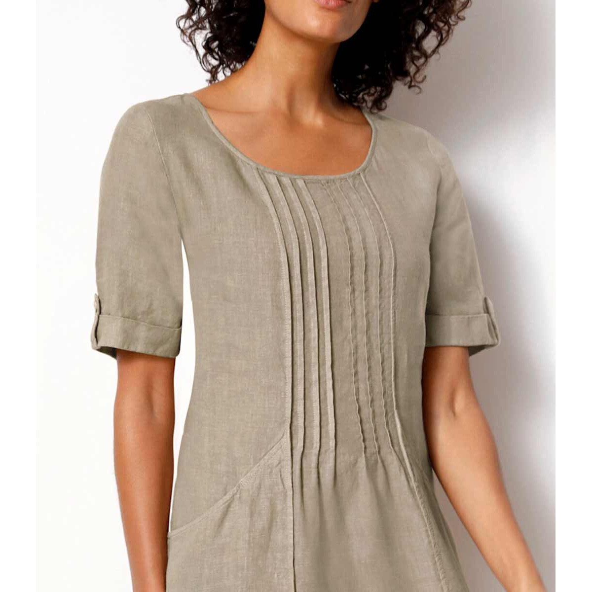 Leinen-Kleid sesam
