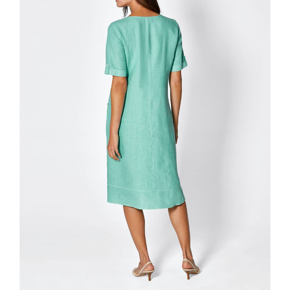Leinen-Kleid salbei