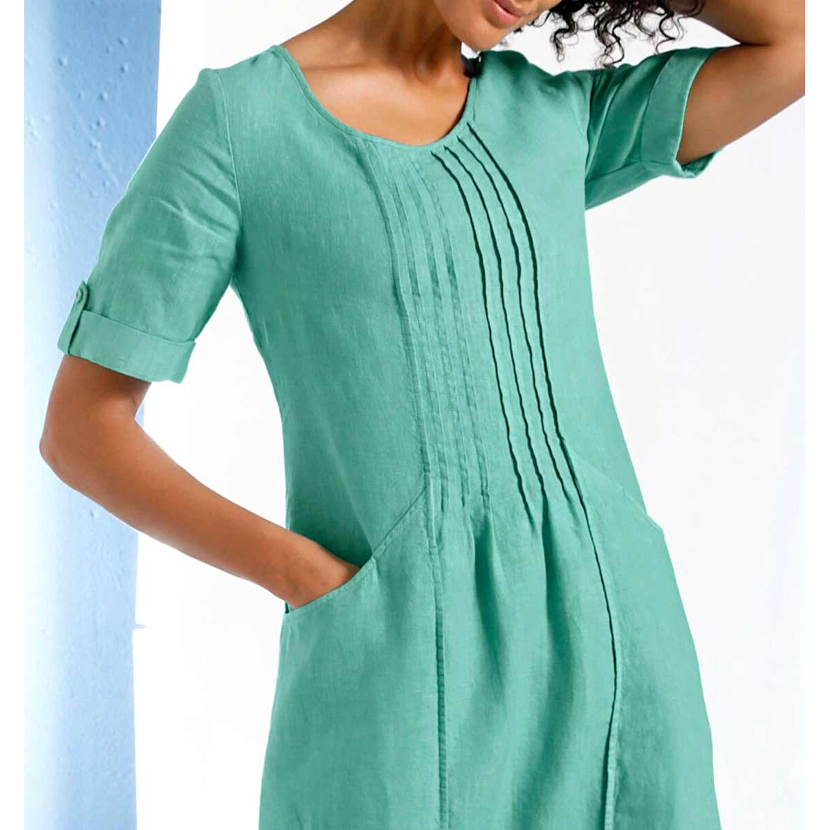 Leinen-Kleid salbei