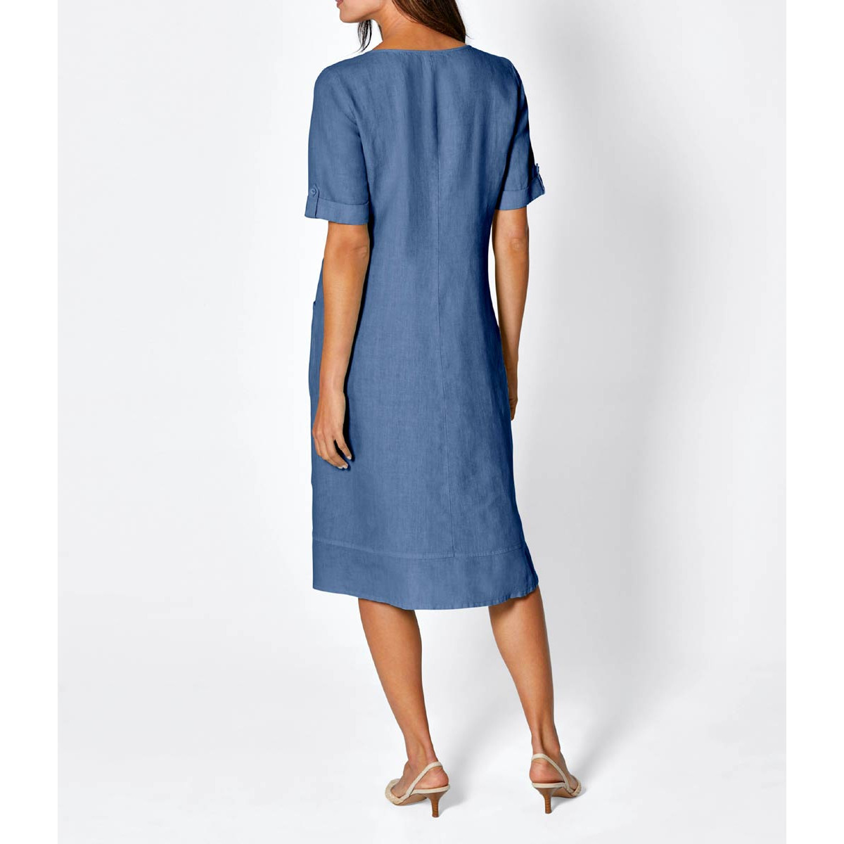 Leinen-Kleid jeansblau
