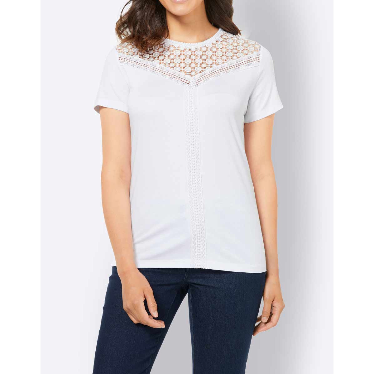 Jerseyshirt m. Spitze weiß