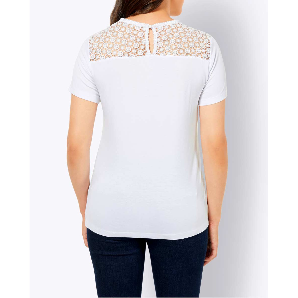 Jerseyshirt m. Spitze weiß