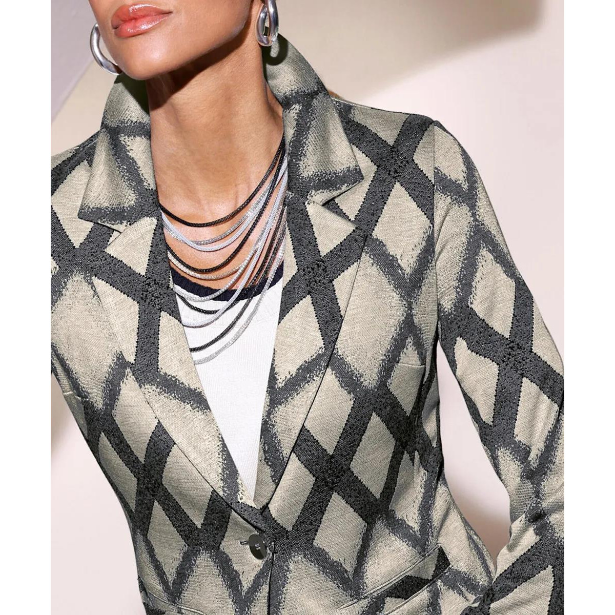 Jersey-Jacquardblazer sand-anthrazit