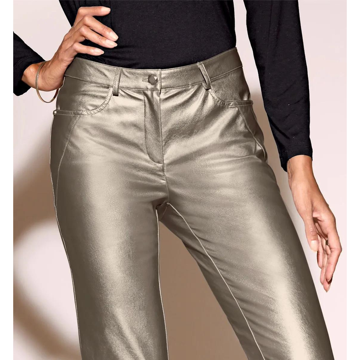 Hose m. Beschichtung goldfarben