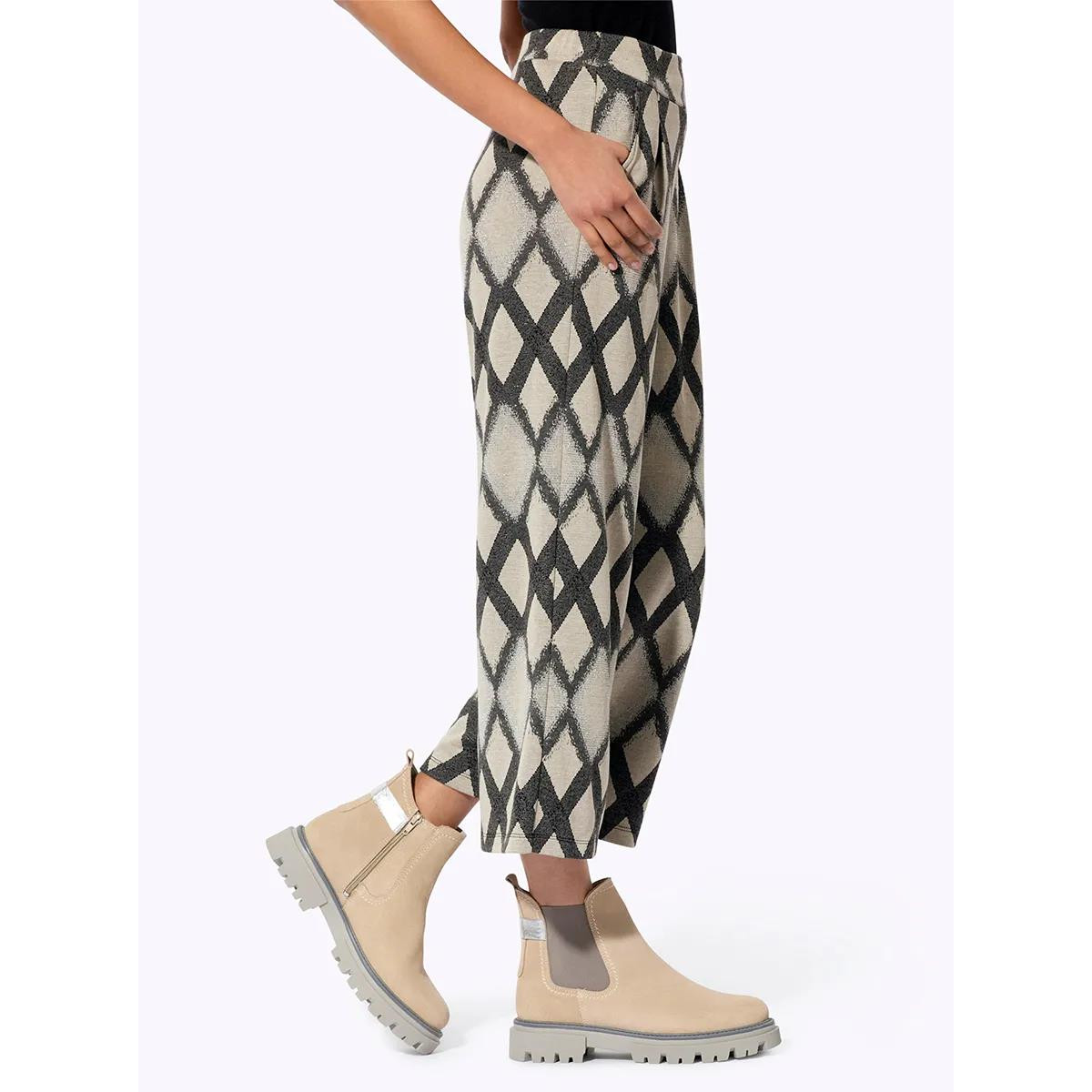 Jersey-Jacquardhose sand-anthrazit