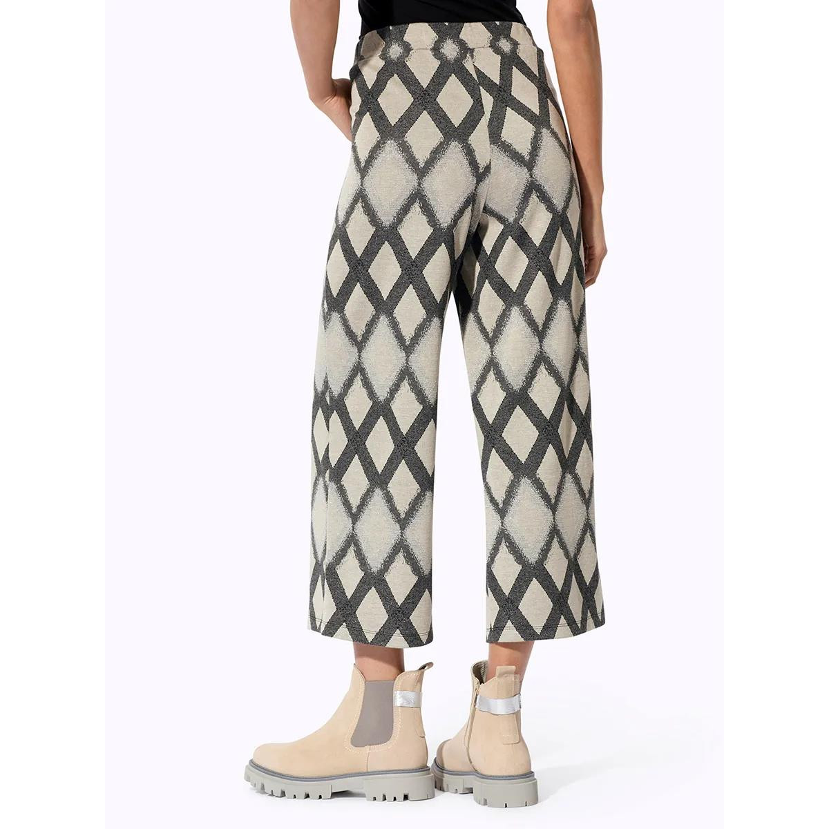 Jersey-Jacquardhose sand-anthrazit