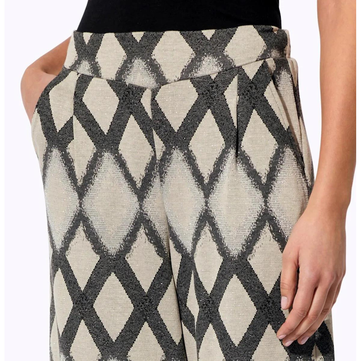 Jersey-Jacquardhose sand-anthrazit
