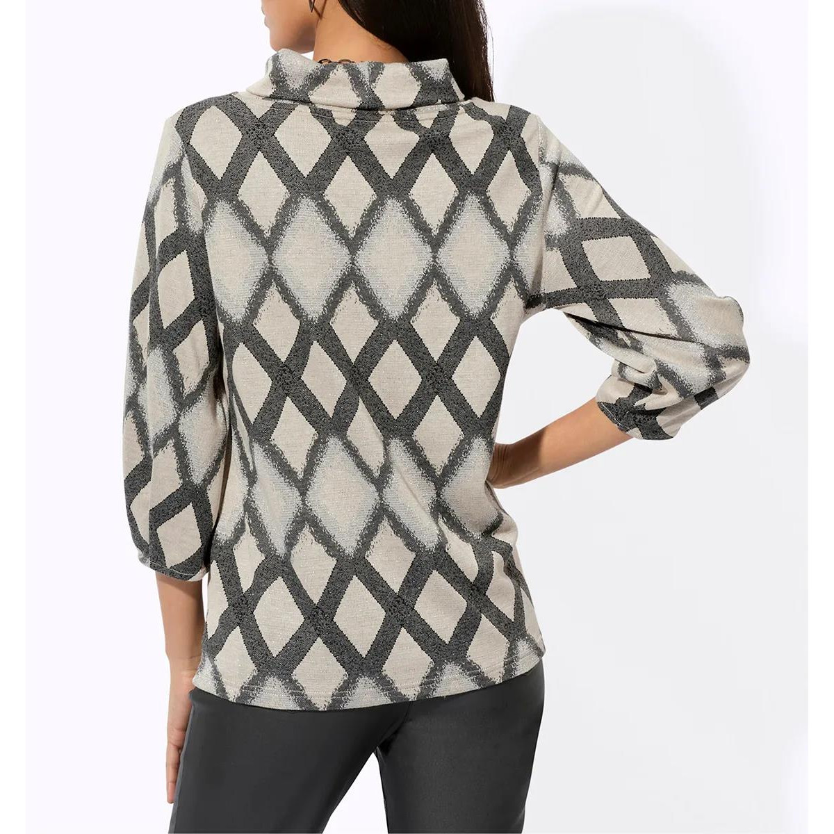 Jersey-Jacquardshirt sand-anthrazit